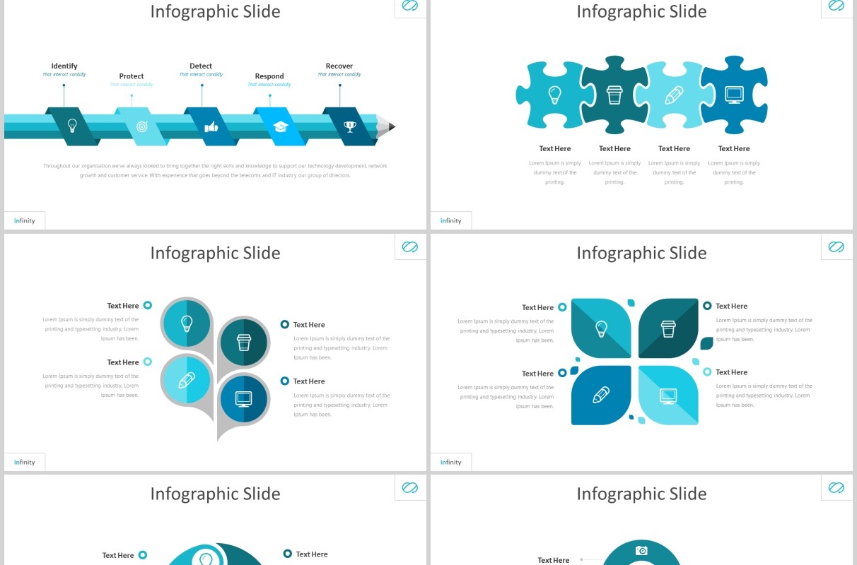 蓝色公司产品展示介绍竞品分析PPT信息图表模板infinity powerpoint template
