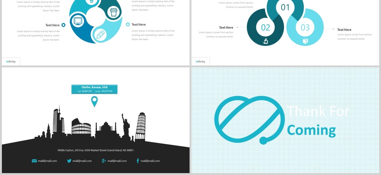 蓝色公司产品展示介绍竞品分析PPT信息图表模板infinity powerpoint template