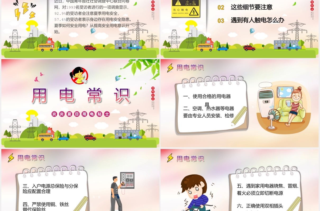 夏季安全用电教育培训课件PPT模板