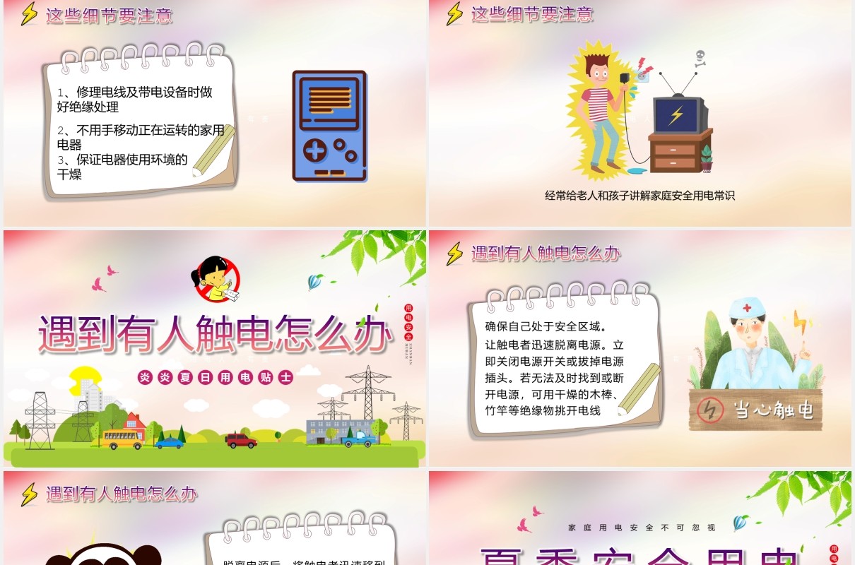 夏季安全用电教育培训课件PPT模板