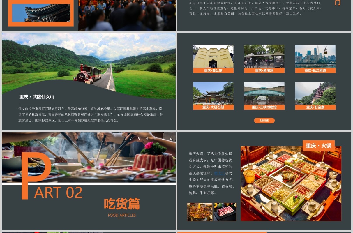 重庆旅游攻略家乡景点介绍PPT模板