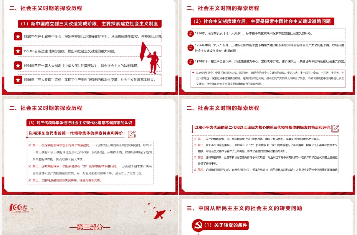 红色党政风社会主义革命和建设时期的探索PPT模板
