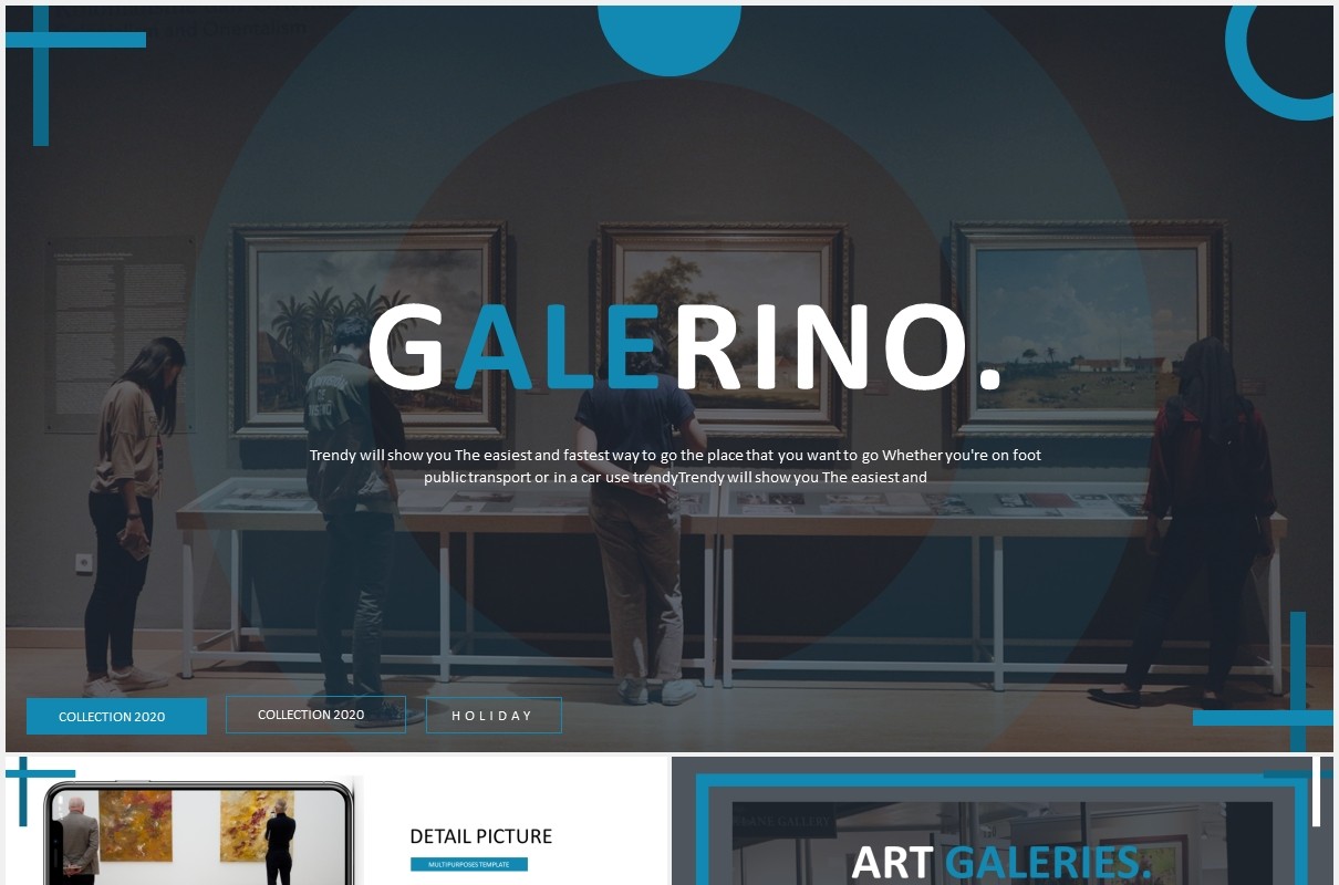 蓝色简约国外图片排版PPT模板Galerino - Powerpoint Template