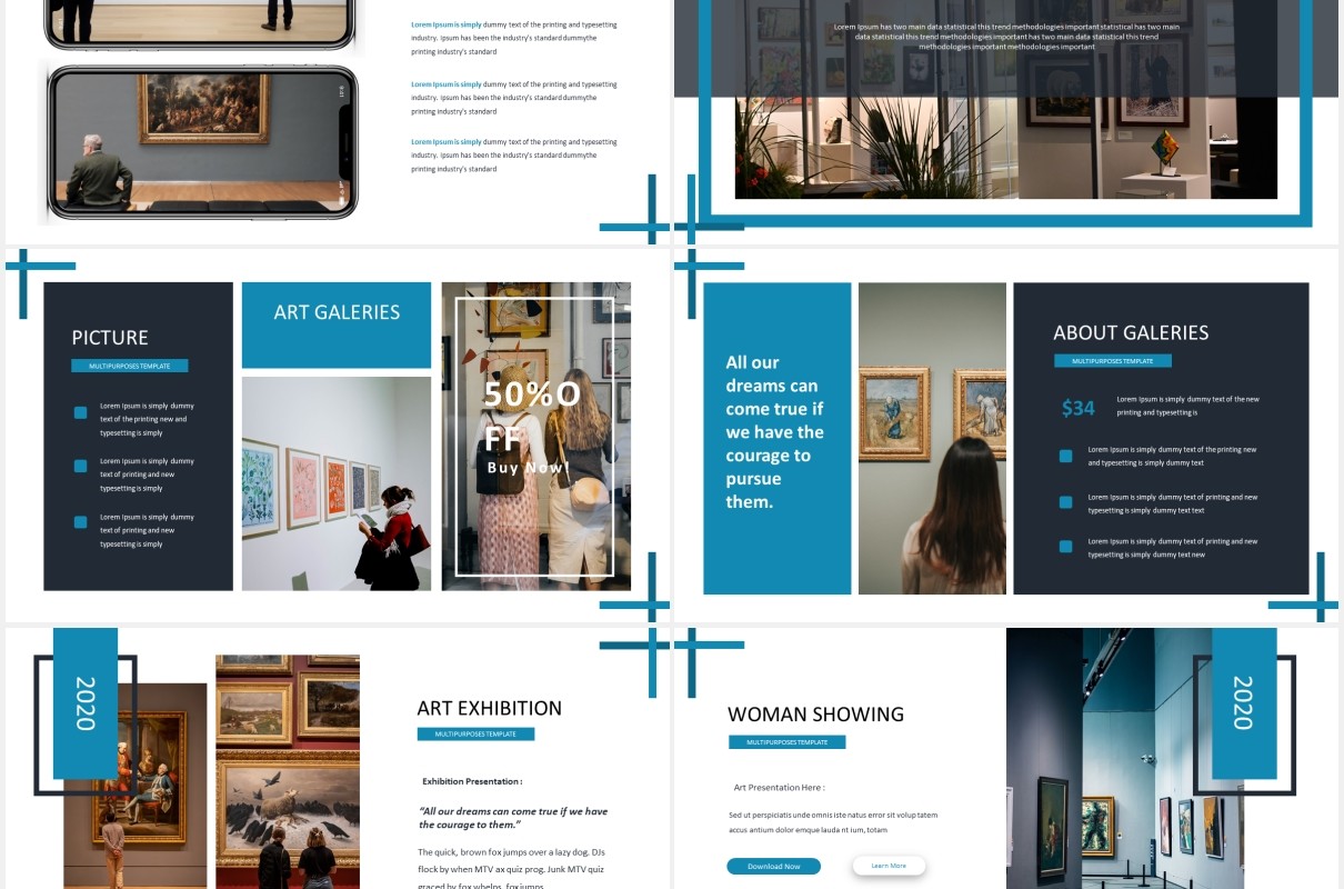 蓝色简约国外图片排版PPT模板Galerino - Powerpoint Template