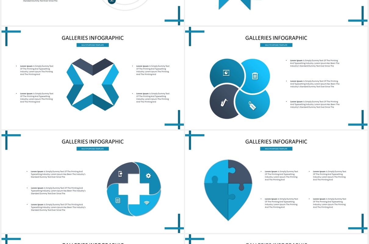 蓝色简约国外图片排版PPT模板Galerino - Powerpoint Template