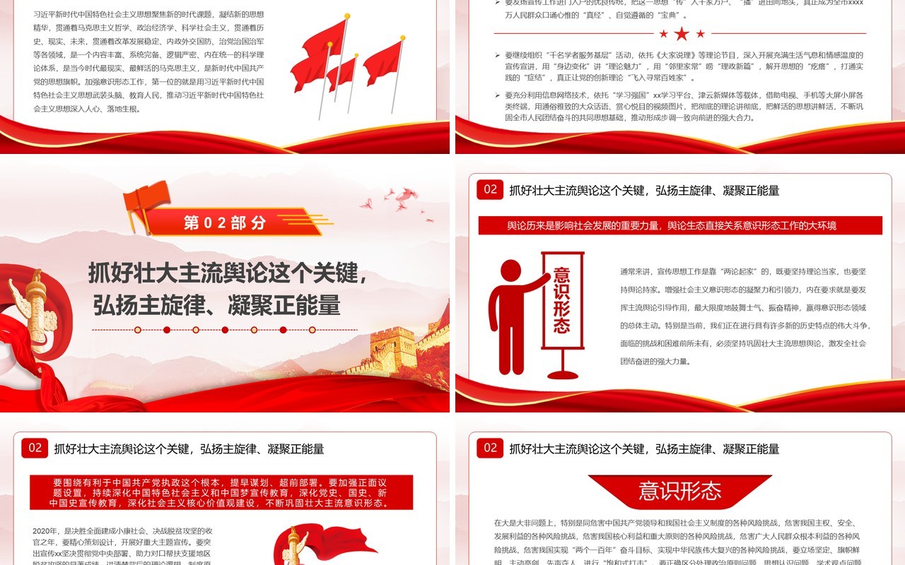 红色中国风抓好意识形态工作PPT模板
