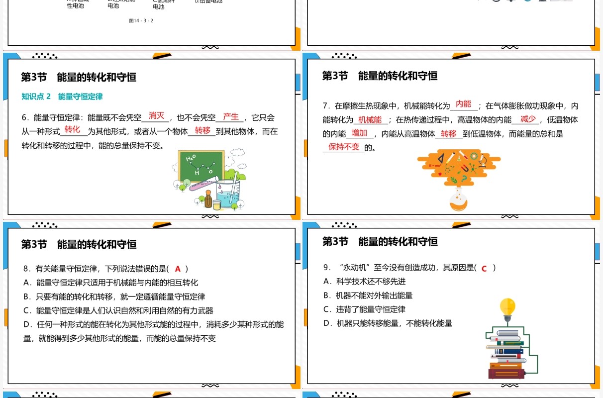 部编版九年级物理全册能量的转化和守恒课件PPT模板
