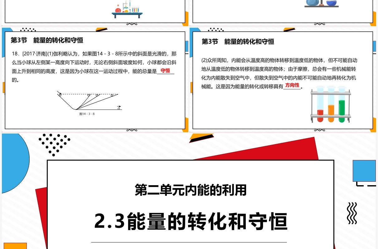 部编版九年级物理全册能量的转化和守恒课件PPT模板