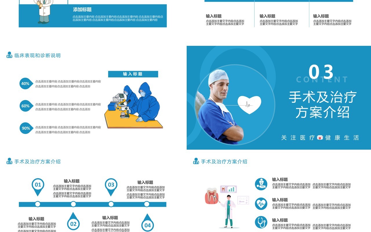2021蓝色医疗行业临床报告通用PPT模板