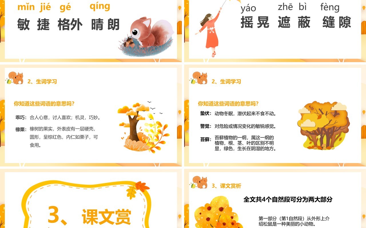部编版五年级语文上册松鼠课件PPT模板