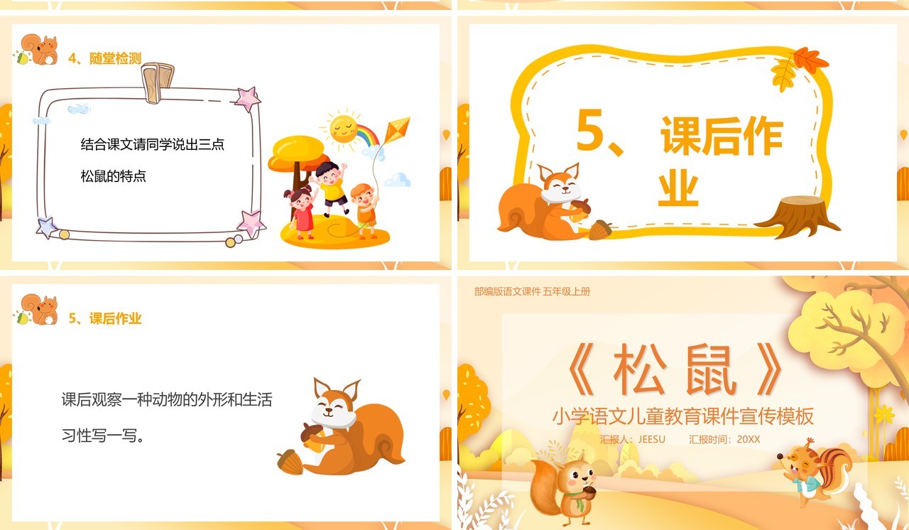 部编版五年级语文上册松鼠课件PPT模板