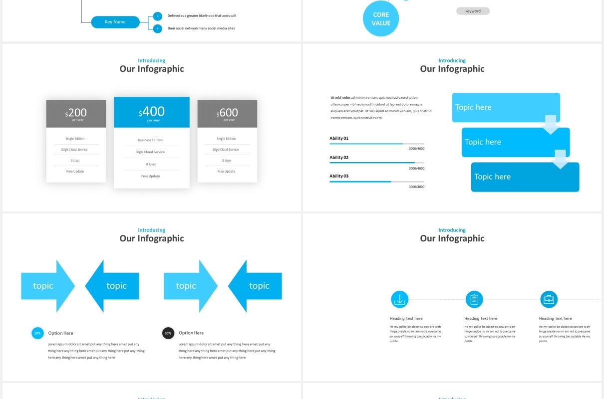 蓝色国外图片排版PPT模板Deandro - Powerpoint Template