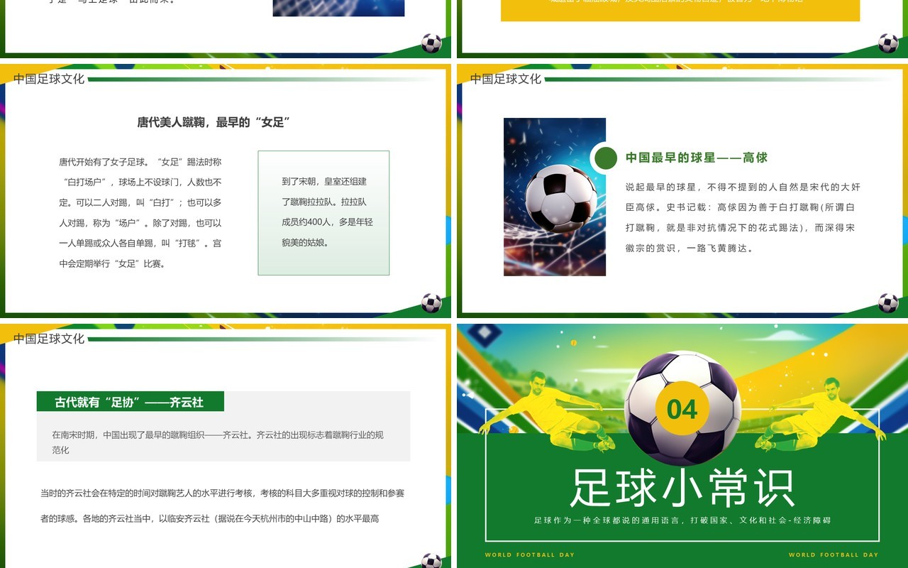 黄绿简约风世界足球日介绍PPT模板