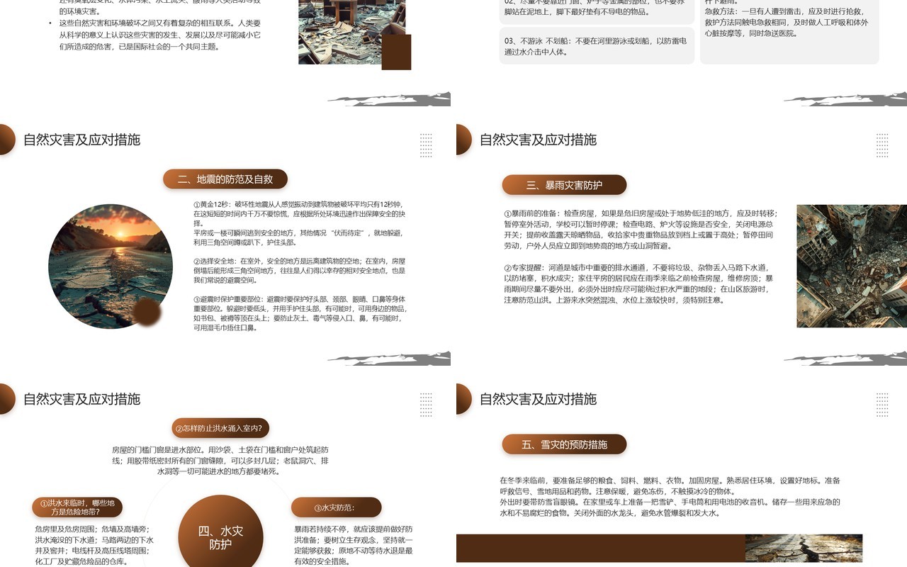 棕色简约风2024年全国防灾减灾日PPT模板