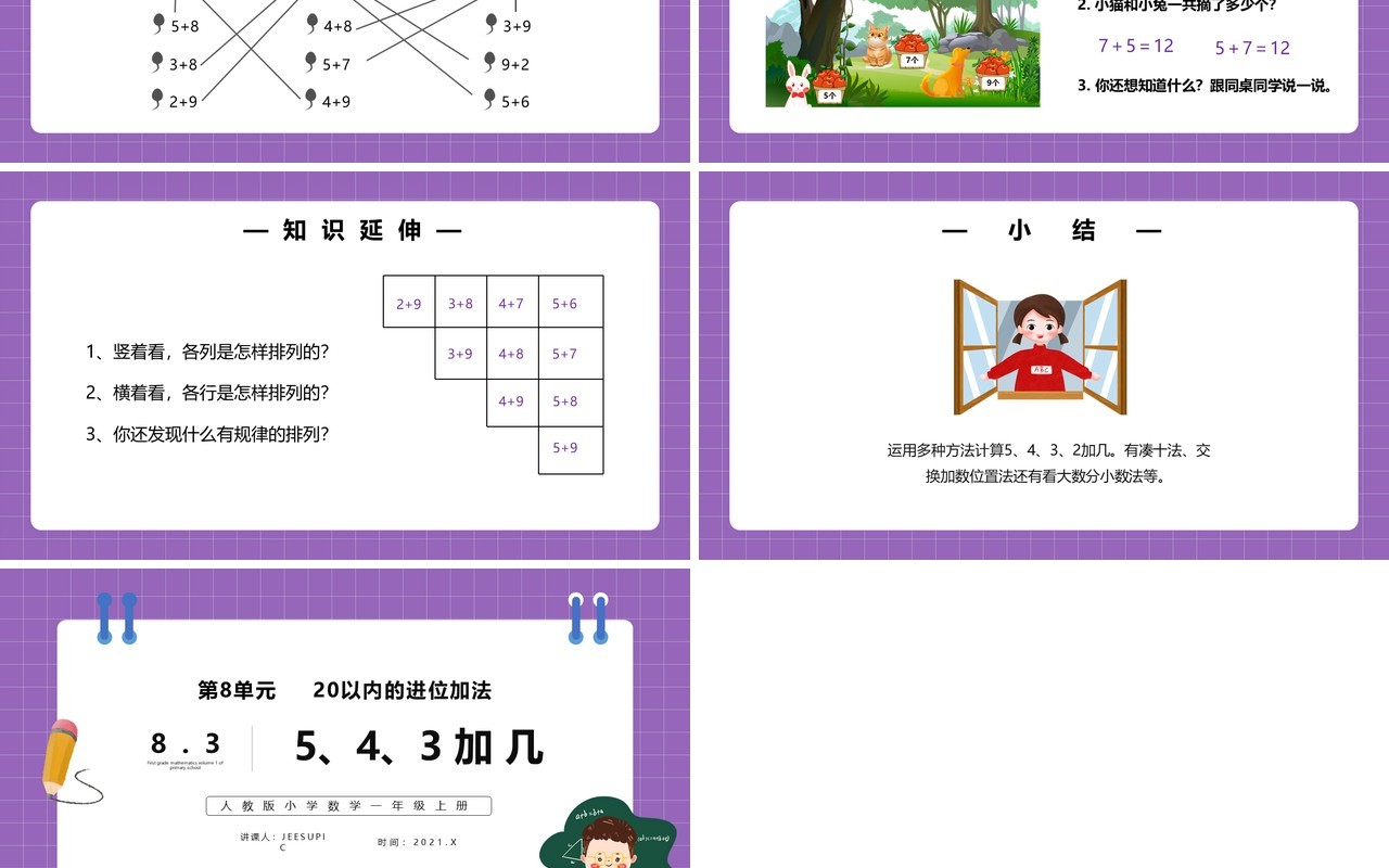 部编版一年级数学上册5、4、3加几课件PPT模板