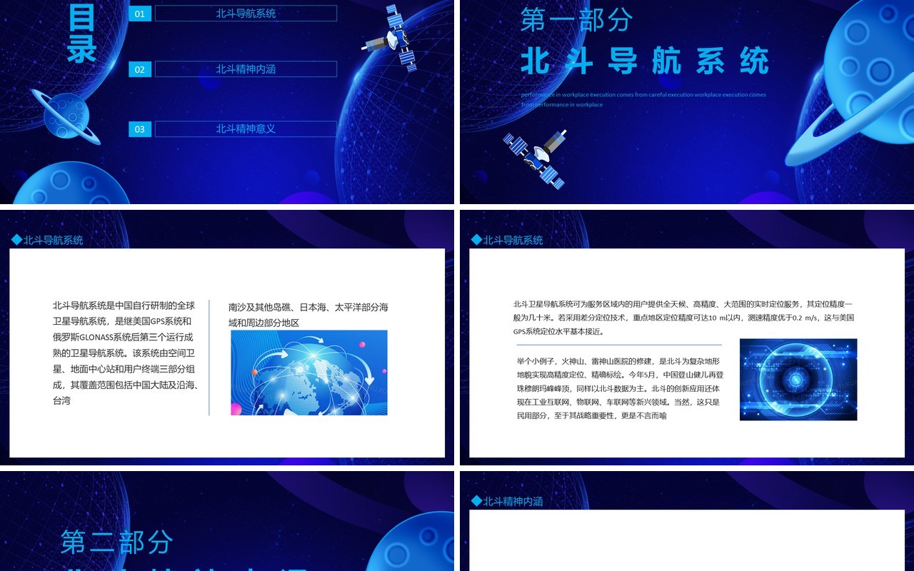 弘扬北斗精神建设科技强国动态PPT模板