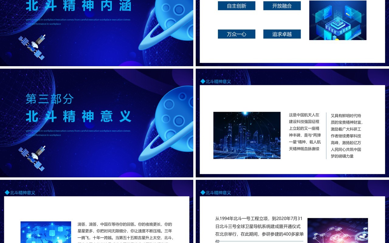 弘扬北斗精神建设科技强国动态PPT模板