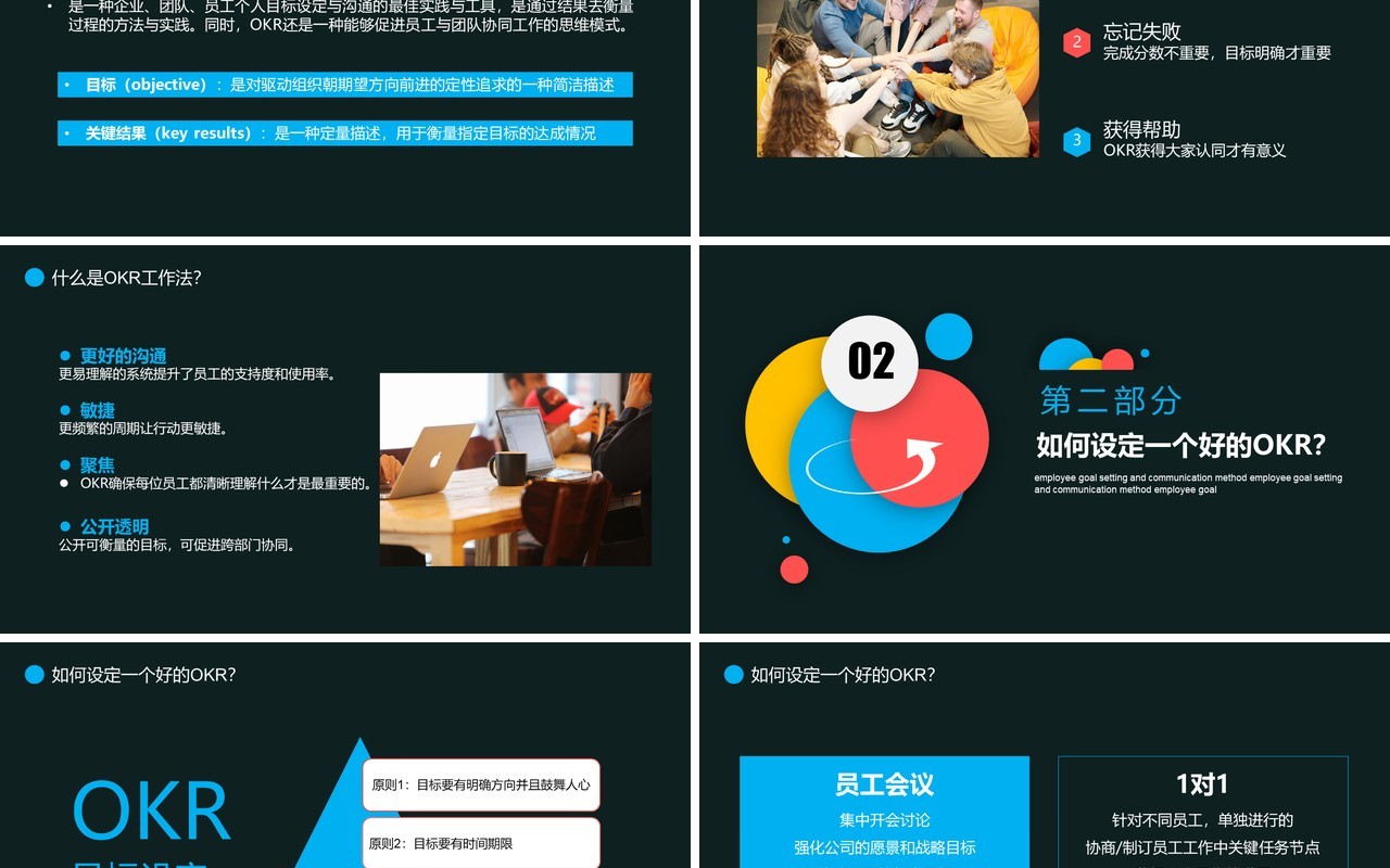 深色企业员工目标设定沟通OKR工作法培训PPT模板