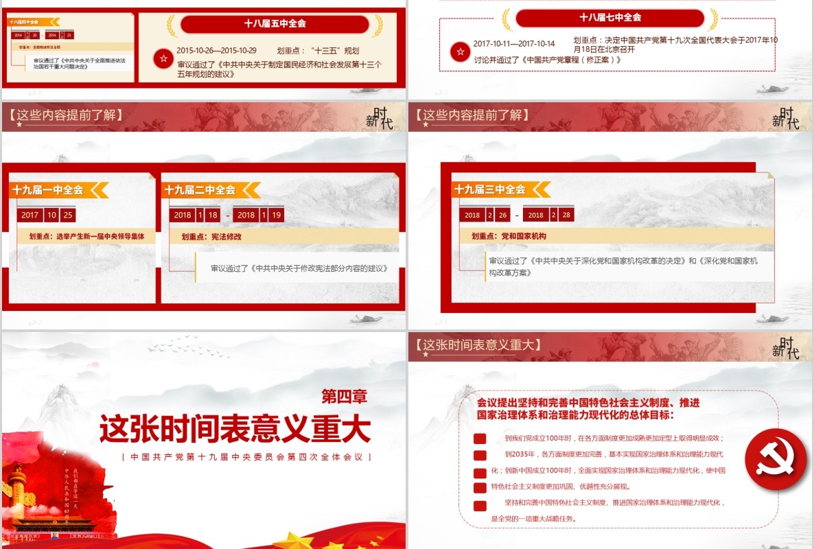 大气精神解读十九届四中全会党建党课PPT模板