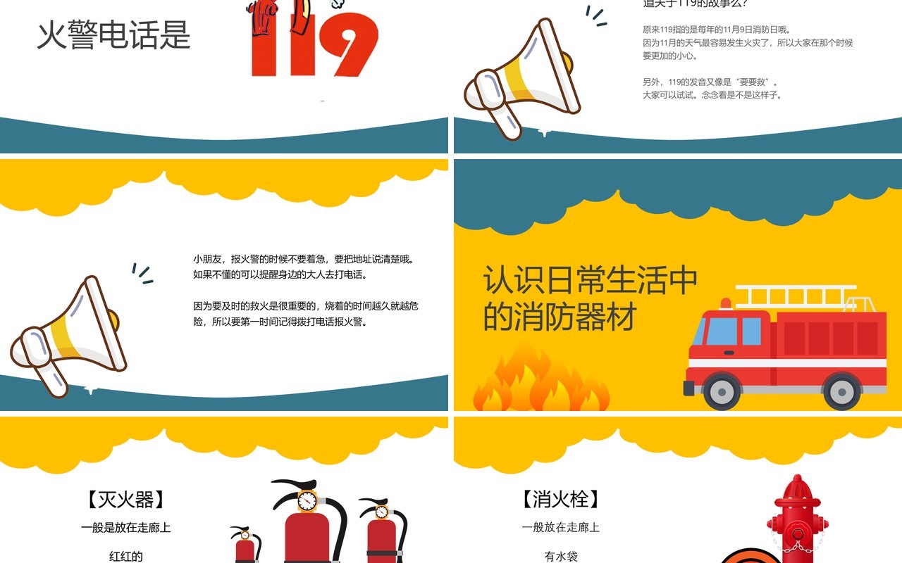 幼儿园消防教育安全培训PPT模板