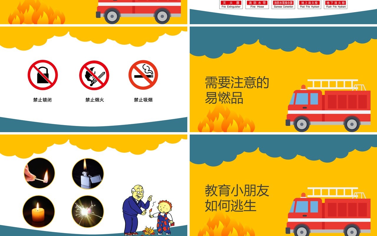 幼儿园消防教育安全培训PPT模板