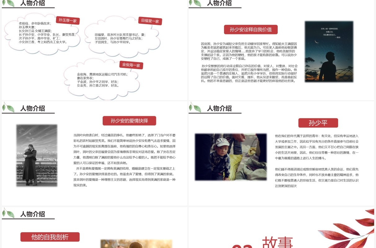 小清新平凡的世界读书分享PPT模板