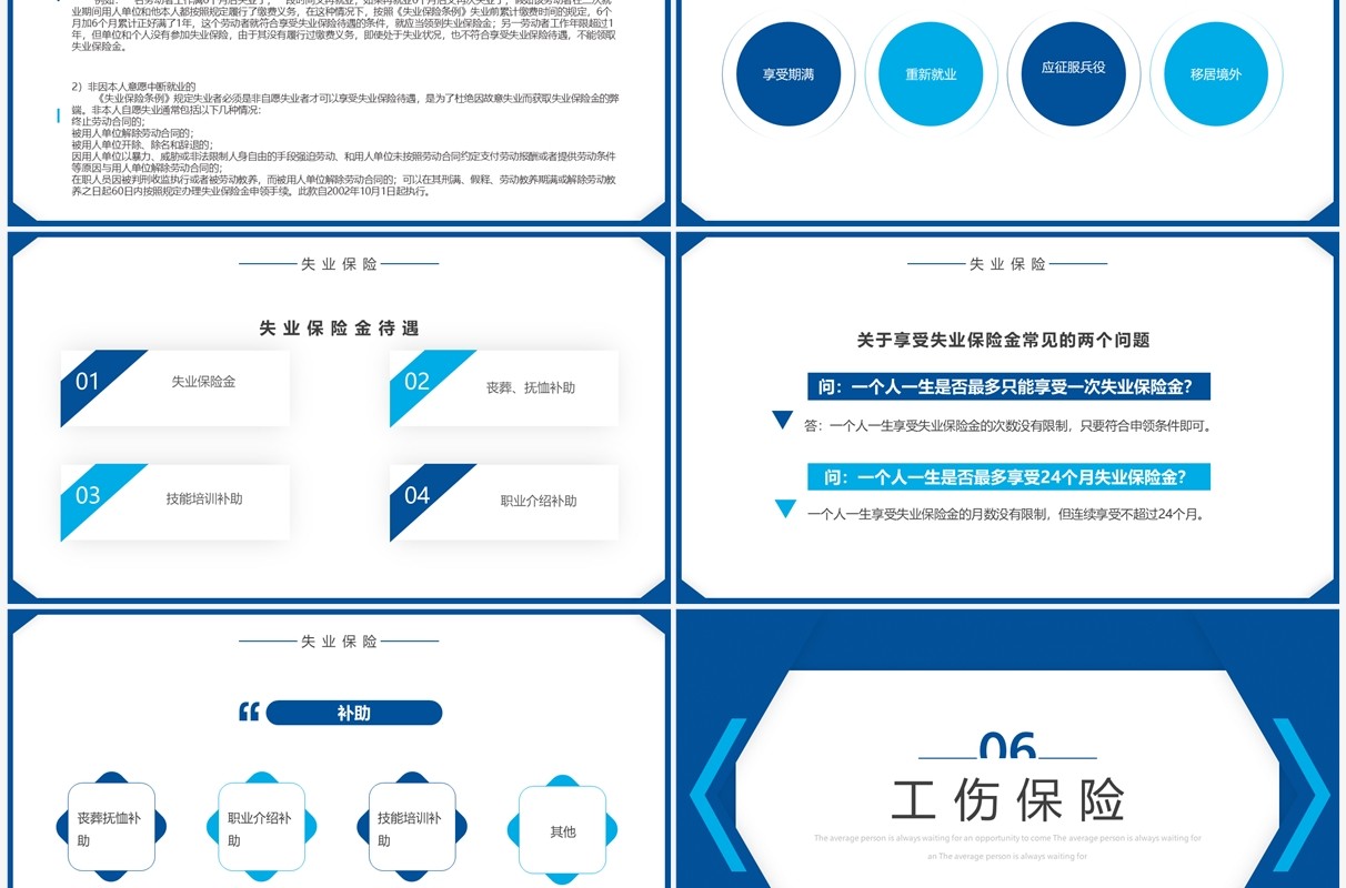 蓝色简约企业五险一金知识培训PPT模板