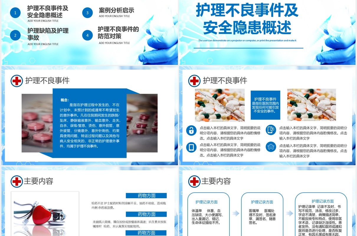 护理不良事件分析与隐患缺陷医疗医院PPT模板