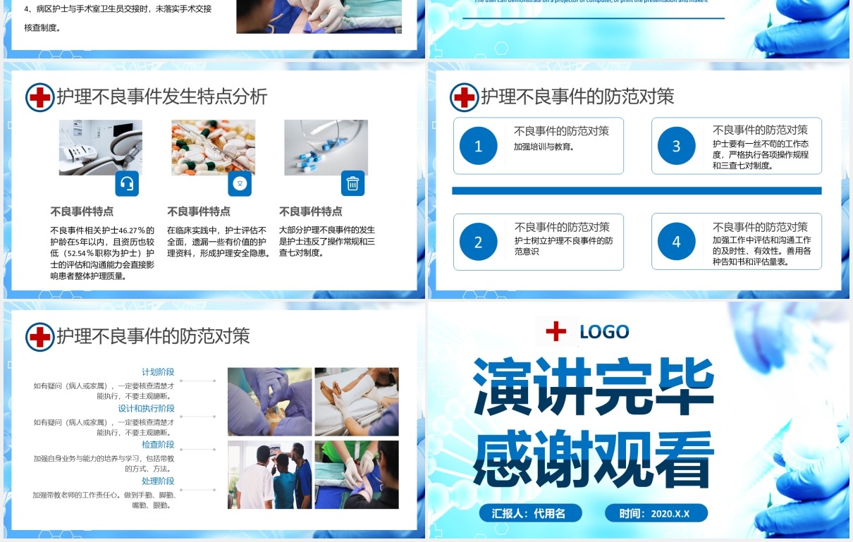 护理不良事件分析与隐患缺陷医疗医院PPT模板
