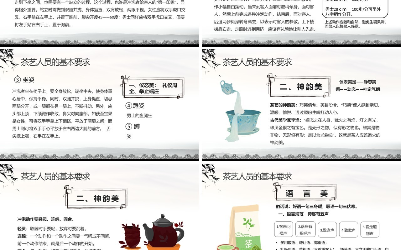 水墨中国风茶艺礼仪培训PPT模板