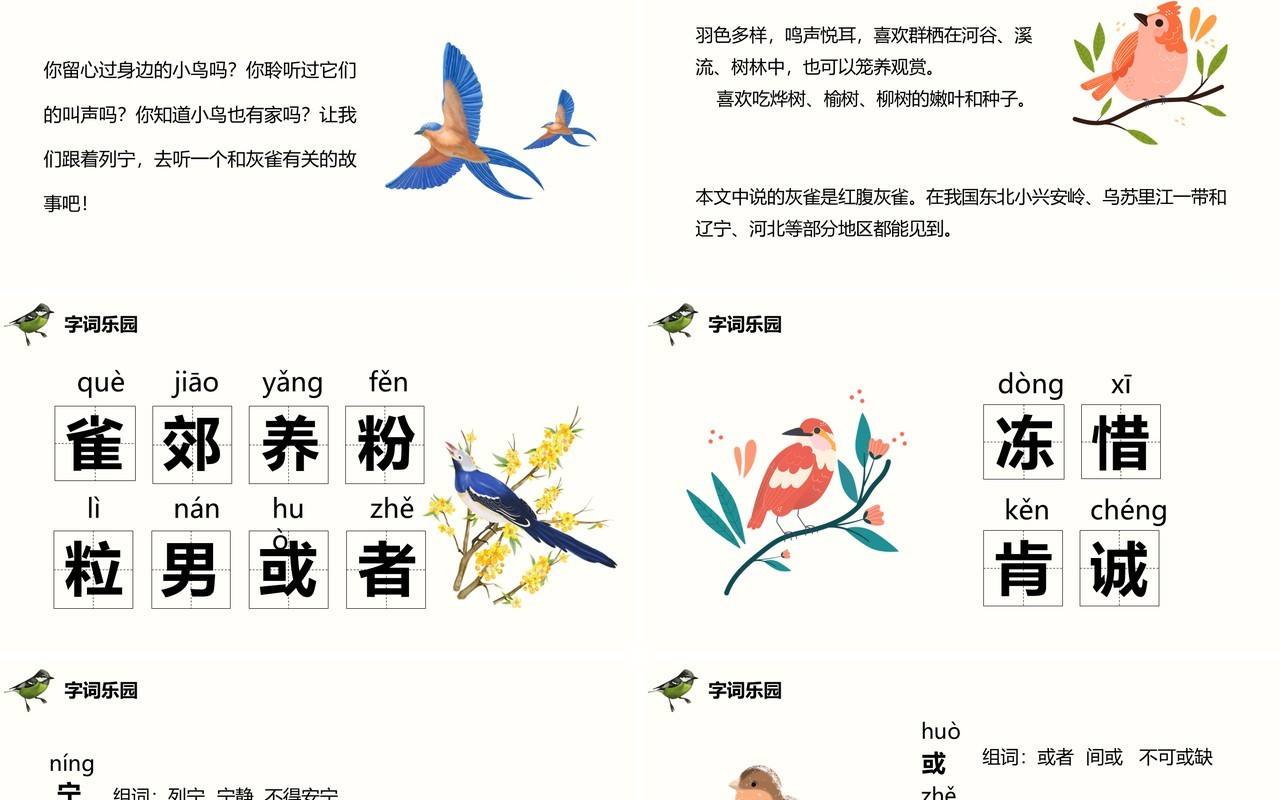 部编版三年级语文上册灰雀课件PPT模板