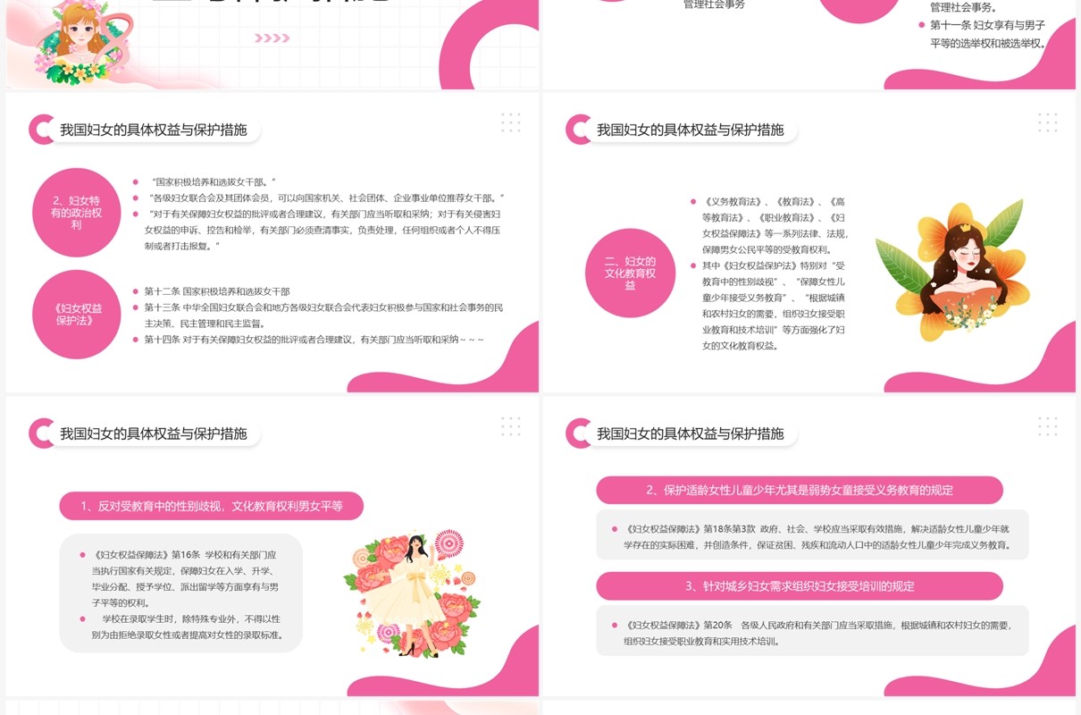 粉色清新风妇女法律知识讲座PPT模板