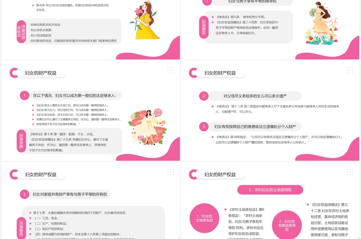 粉色清新风妇女法律知识讲座PPT模板