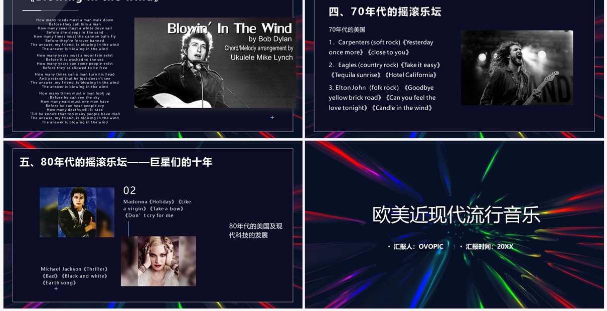 酷炫时尚风欧美现代流行音乐PPT模板