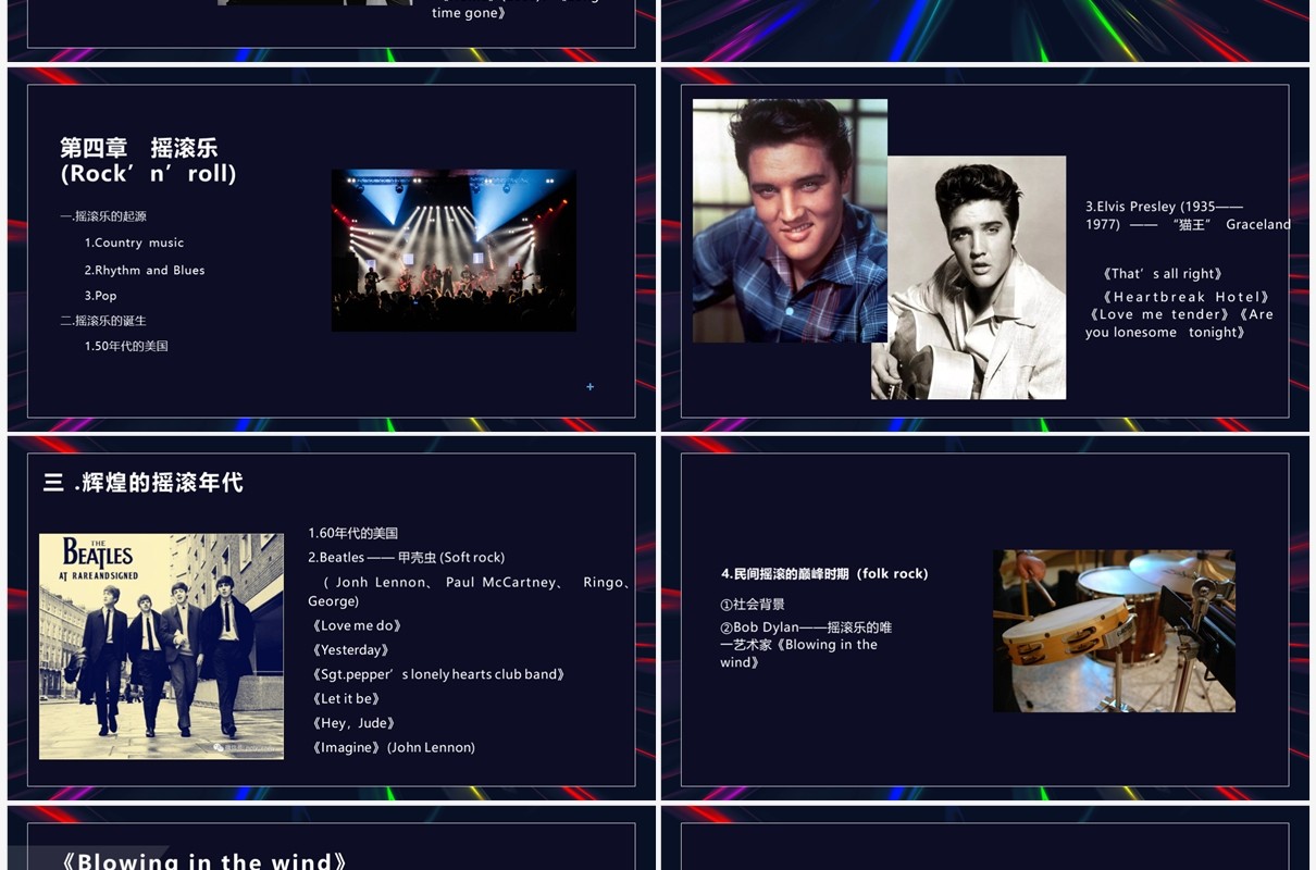 酷炫时尚风欧美现代流行音乐PPT模板