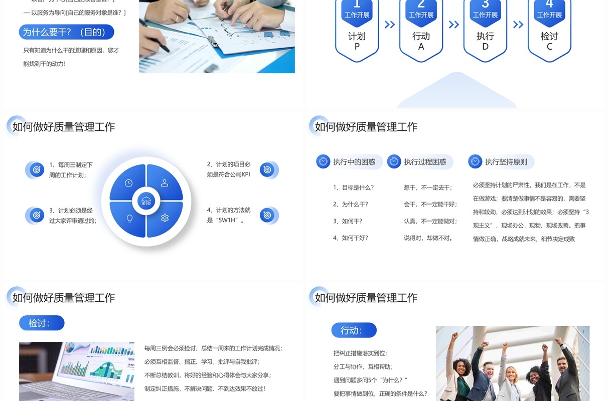 蓝色商务风企业质量管理工作研讨会PPT模板