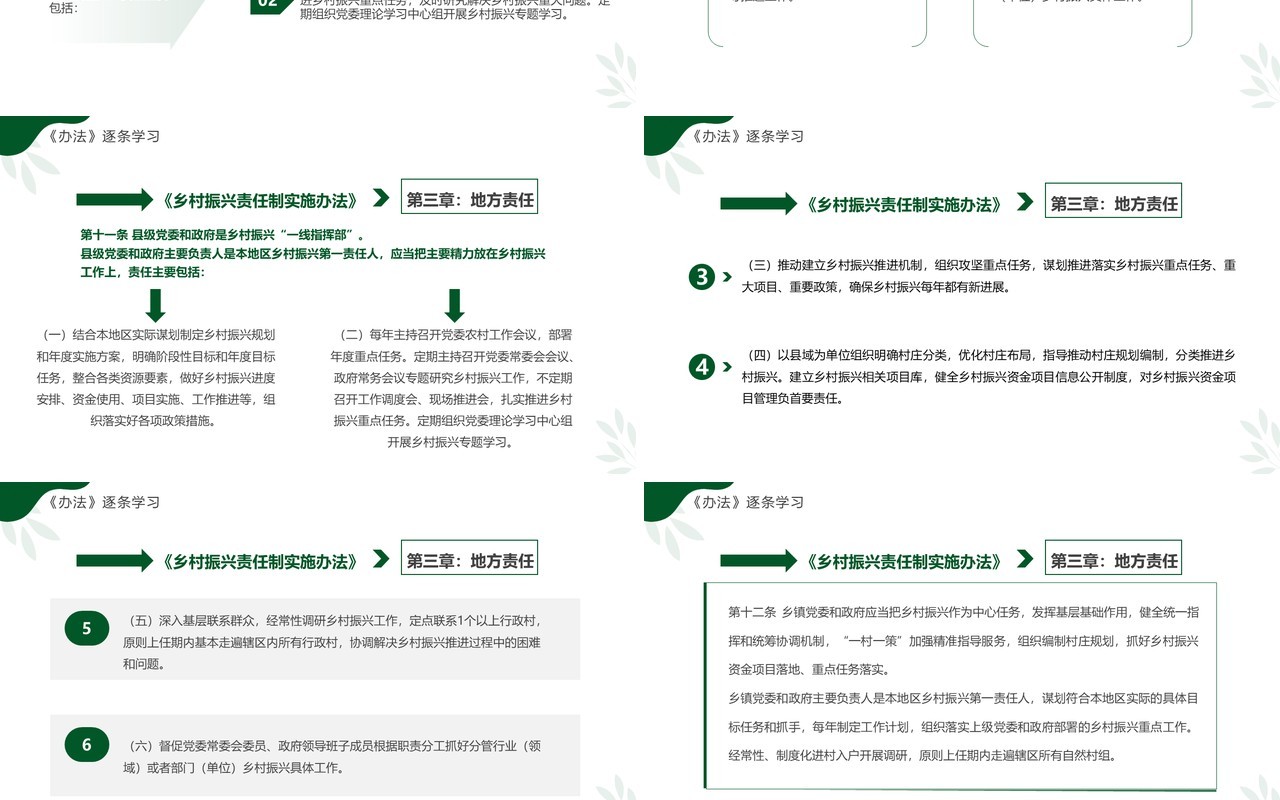 绿色简约风乡村振兴责任制实施办法PPT模板