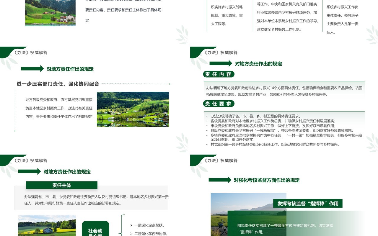 绿色简约风乡村振兴责任制实施办法PPT模板