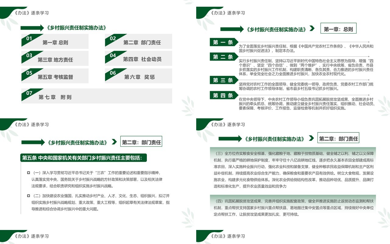 绿色简约风乡村振兴责任制实施办法PPT模板