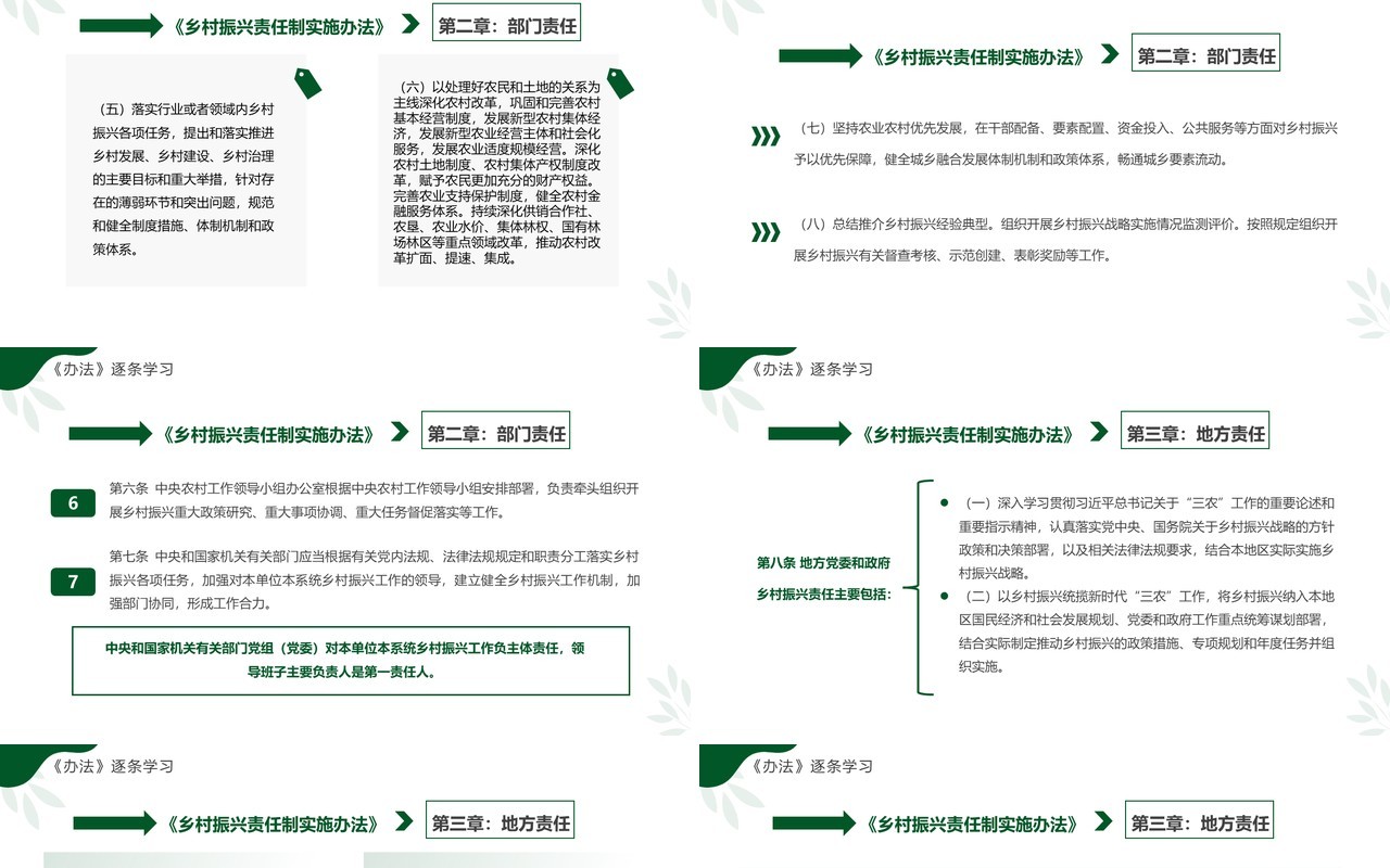 绿色简约风乡村振兴责任制实施办法PPT模板