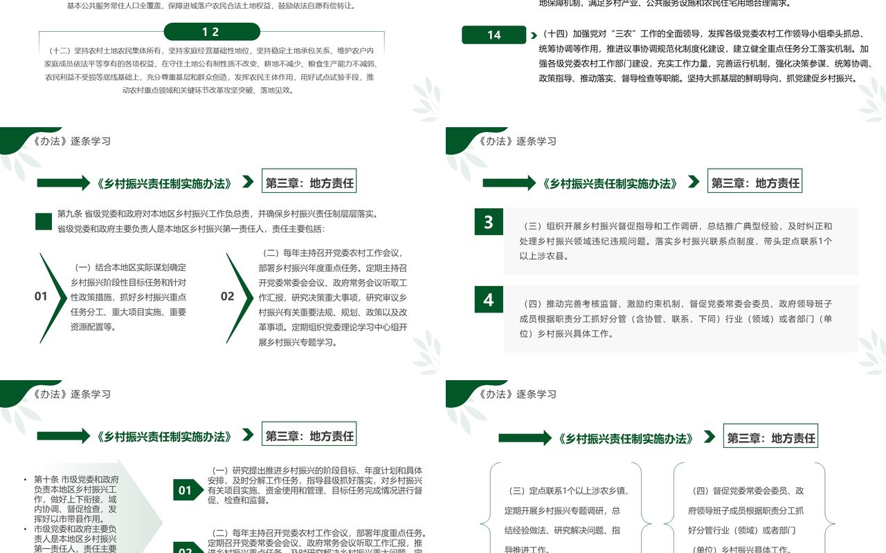 绿色简约风乡村振兴责任制实施办法PPT模板