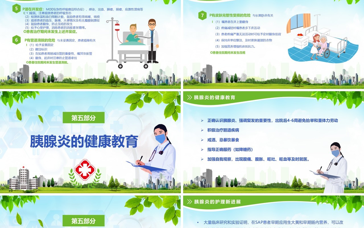 绿色清新急性胰腺炎护理查房PPT模板
