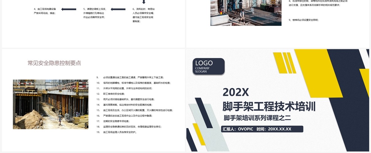 黄蓝商务风脚手架工程技术培训之二PPT模板