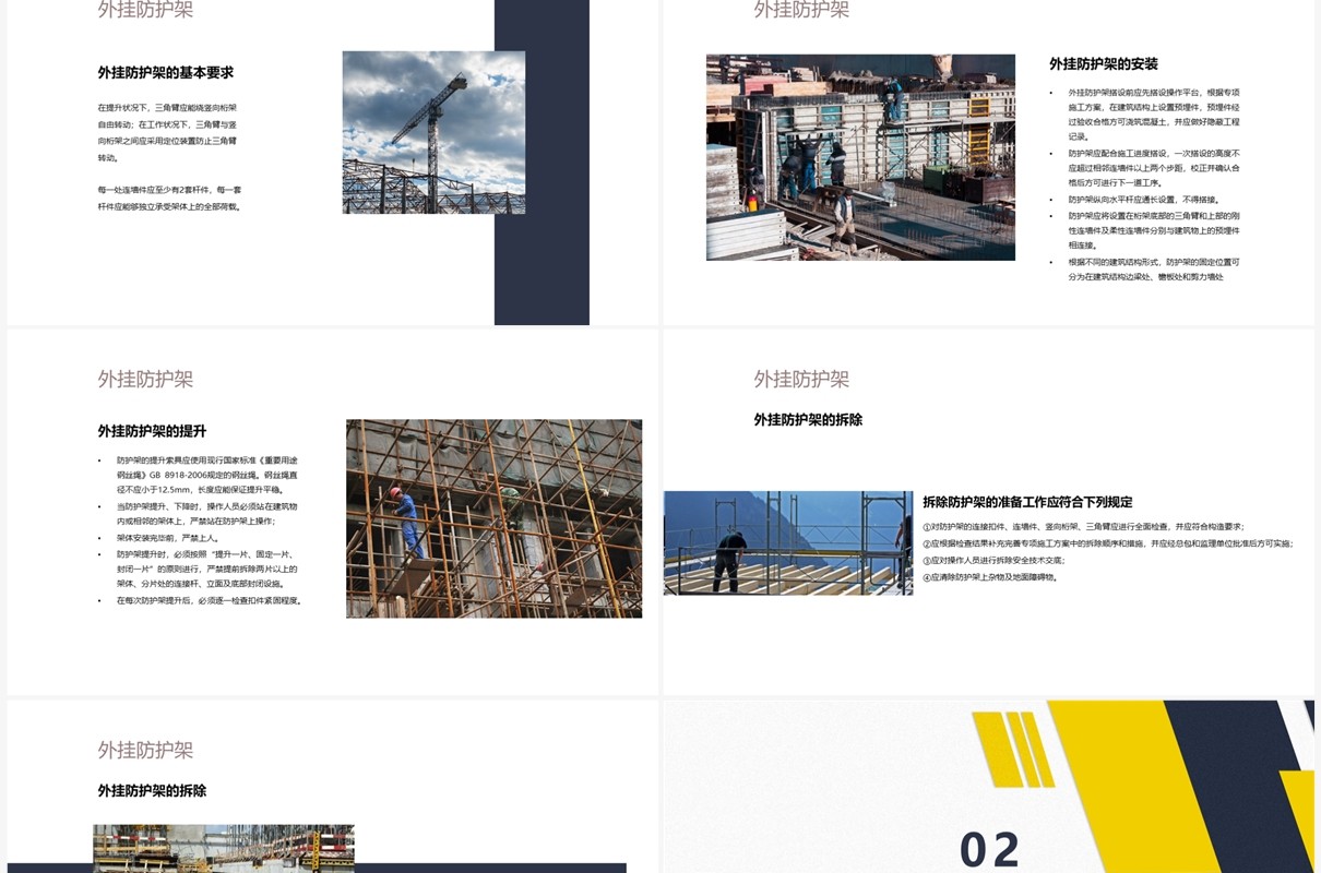 黄蓝商务风脚手架工程技术培训之二PPT模板