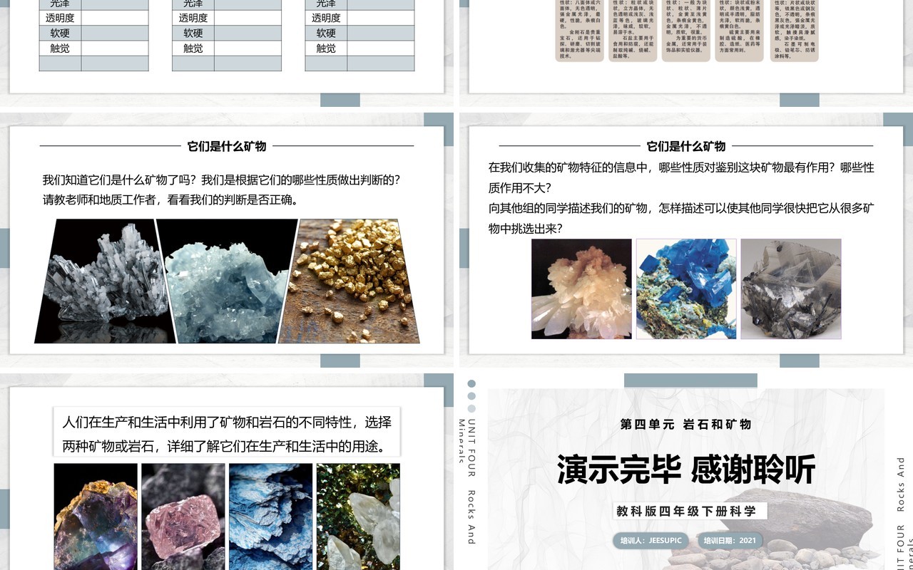 教科版四年级下册面对几种不知名矿物课件PPT模板