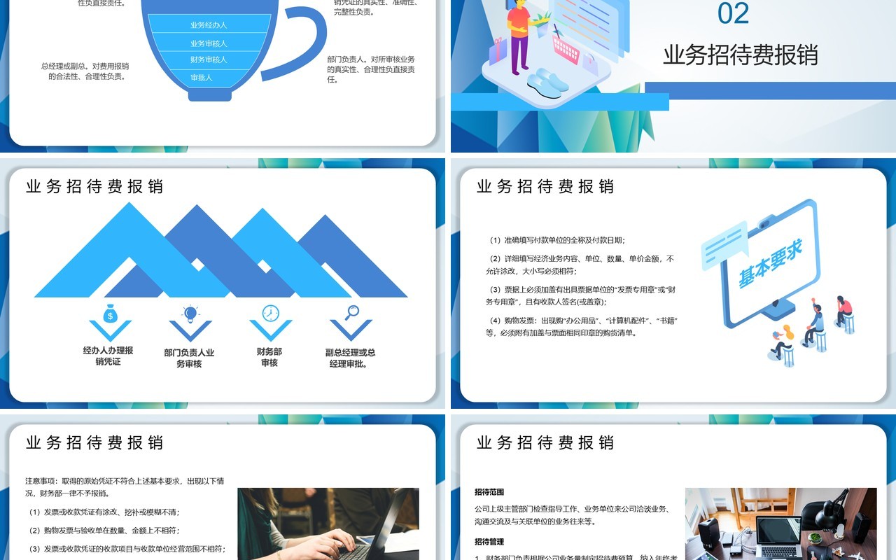 简约蓝色财务报销流程培训课件PPT模板