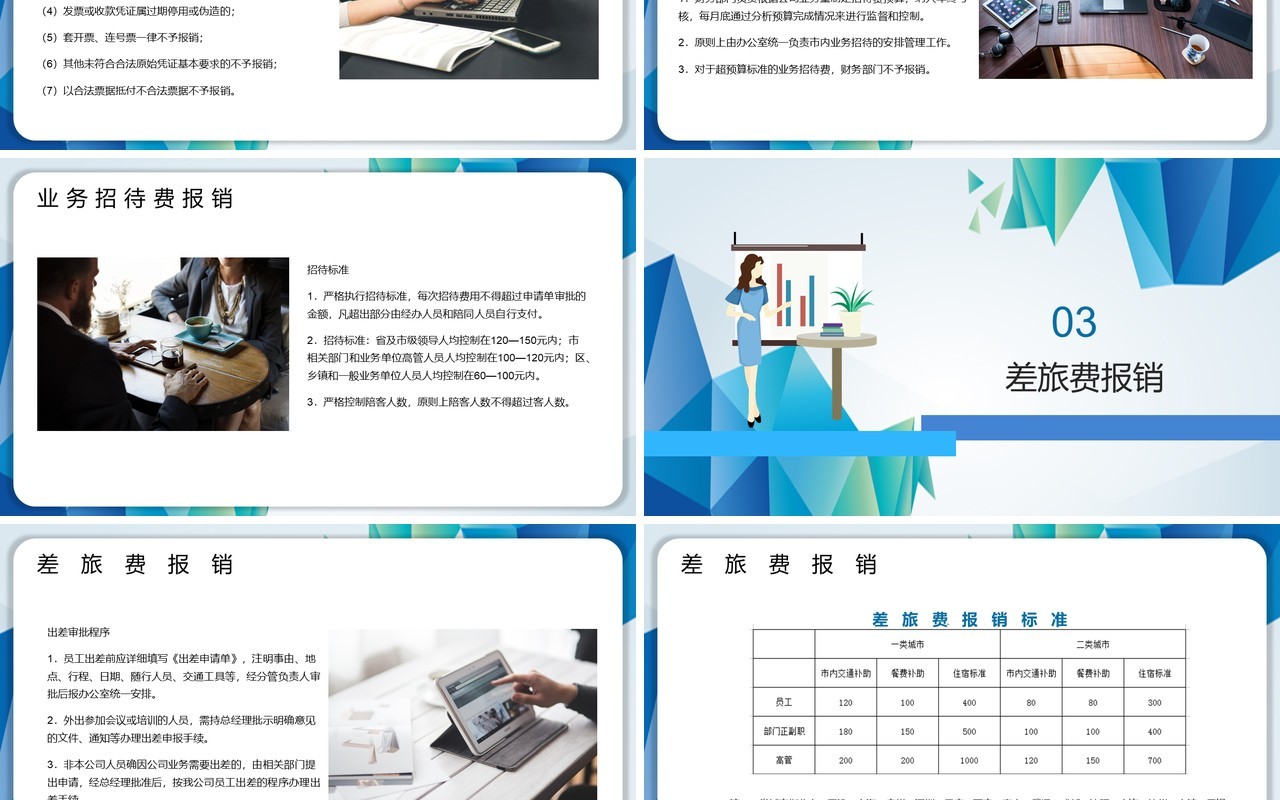 简约蓝色财务报销流程培训课件PPT模板