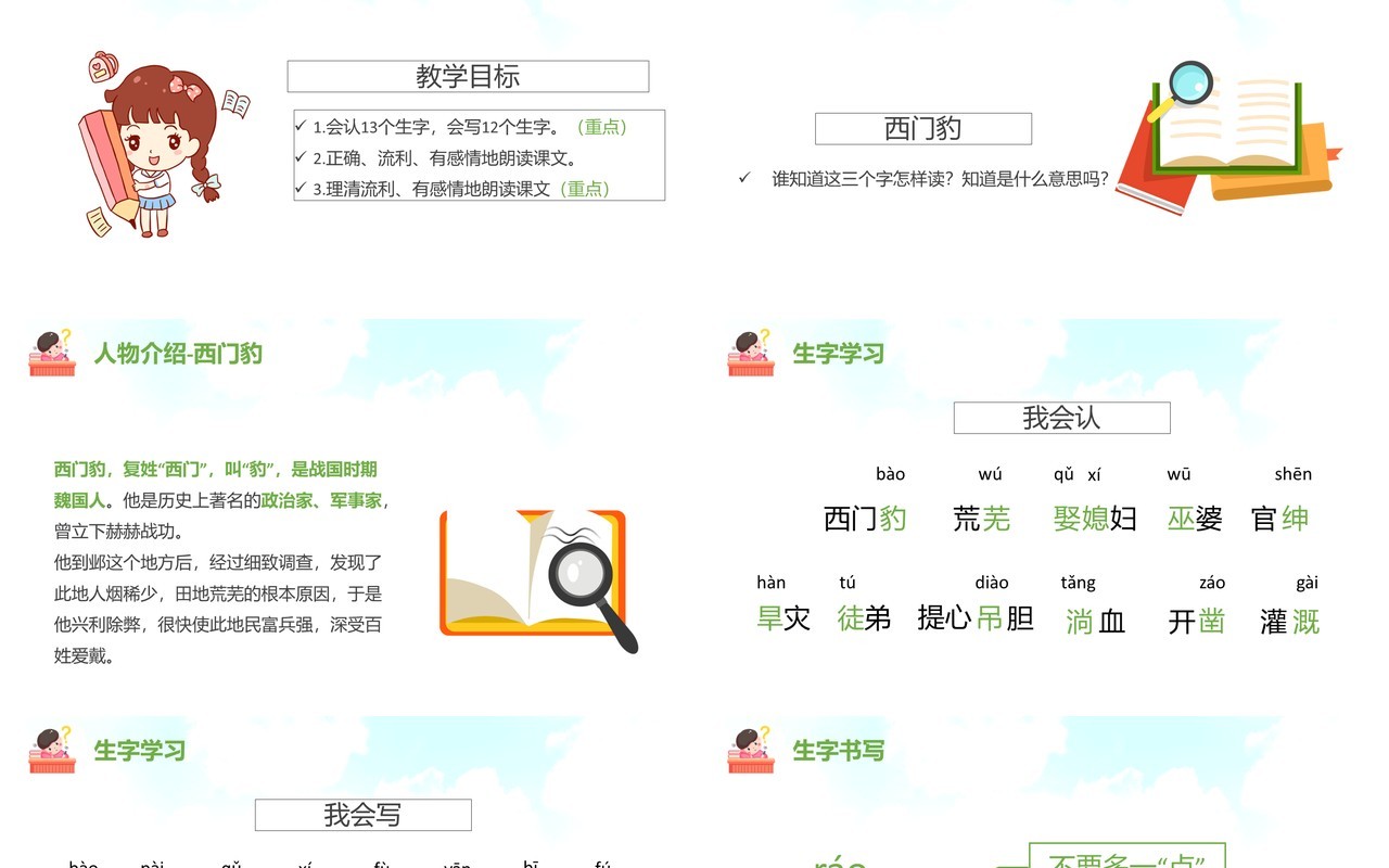 部编版四年级语文上册西门豹治邺课件PPT模板