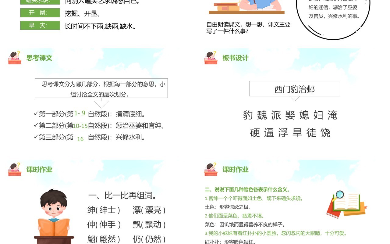 部编版四年级语文上册西门豹治邺课件PPT模板