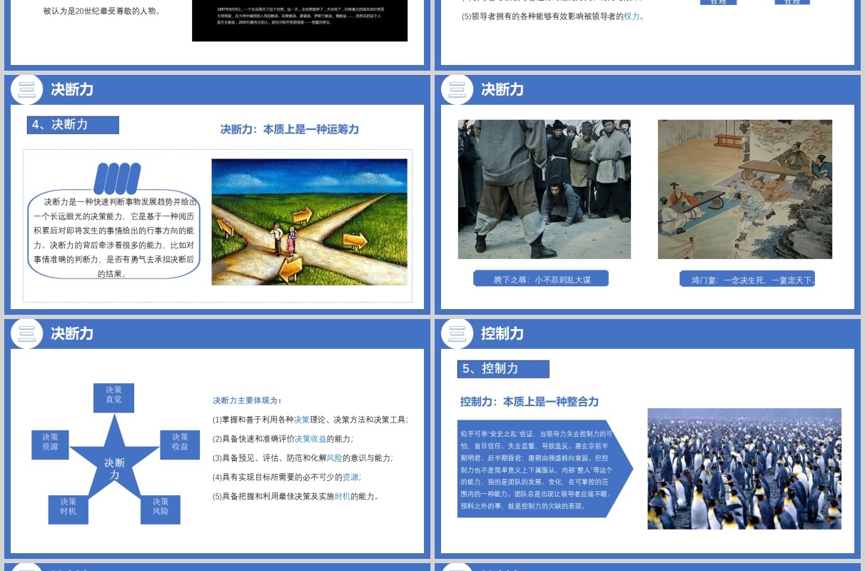 蓝色个性化大气创意领导力之五力模型培训课件PPT模板